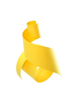 Abstract spiral made from yellow paper. Isolated on white with clipping path