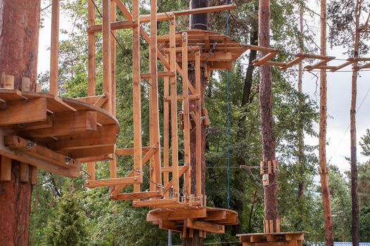 Extreme hanging rope park in the middle of the forest for fun 