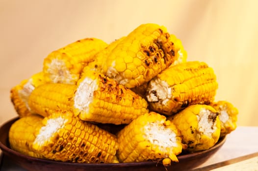 corn, beautifully cut and subfried on grill 