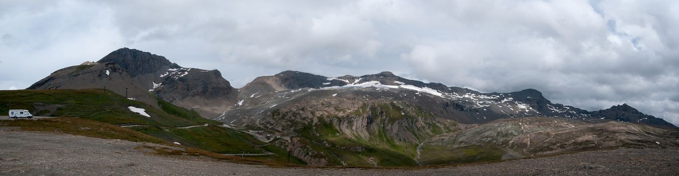 Alps mountain in europe summer vacation under dramatic sky