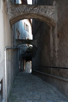 Old town streets in Albertville Savoie city in france