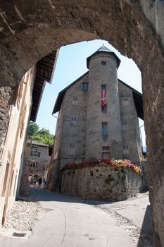Old town streets in Albertville Savoie city in france