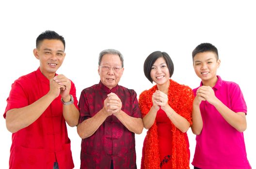 Asian three generations family celebrate chinese new year