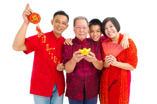 Asian three generations family celebrate chinese new year