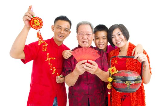 Asian three generations family celebrate chinese new year