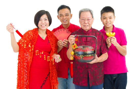 Asian three generations family celebrate chinese new year