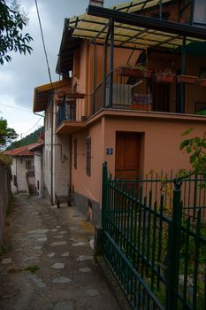 Piemonte village street in summer italy vacation