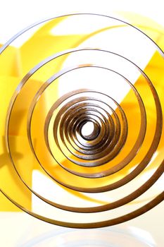 Spiral concept. Abstract composition with metal and paper spirals