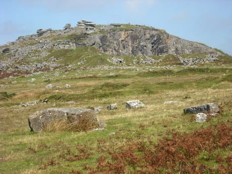 Granite quarry and rocky tor on Bodmin Moor, Cornwall .UK.