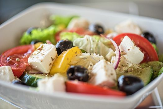 Greek salad (feta cheese, olive and vegetables)