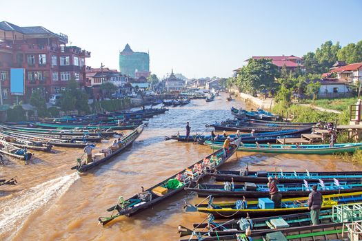 Harbor at Inle Lake in Myanmar