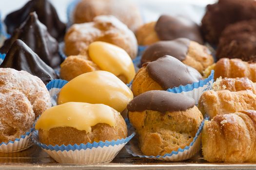 In the pictured colorful pastries with candied,cream and chocolate, the real Italian confectionery.