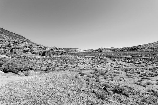 Red Rock Canyon, USA in black and white