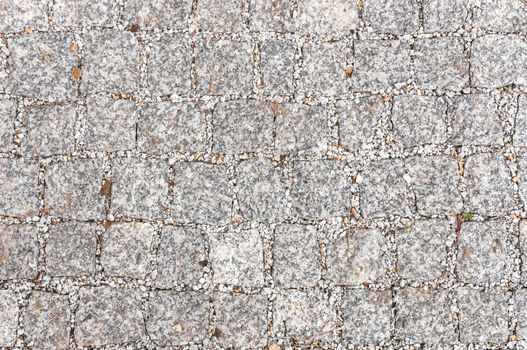 Gray sett bricks, texture or background, pavement.