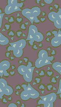Repeating background pattern of connected smiling blue heart shapes