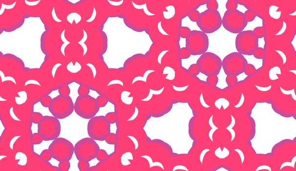 Seamless pink and white geometric kaleidoscope pinwheel pattern