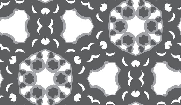 Seamless black and white geometric kaleidoscope pinwheel pattern