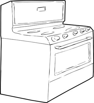 Outine sketch of generic isolated white induction stove