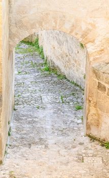 stairs of stones, the historic building in Matera in Italy UNESCO European Capital of Culture 2019, details of old stairs