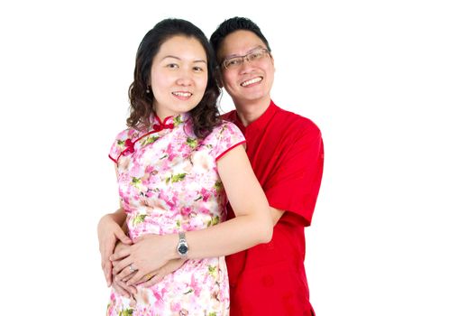 lovely chinese couple celebrating chinese new year