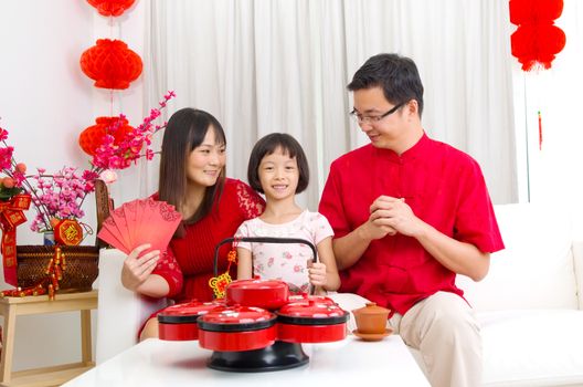 Asian family celebrating chinese new year