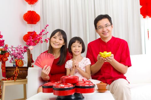 Asian family celebrating chinese new year