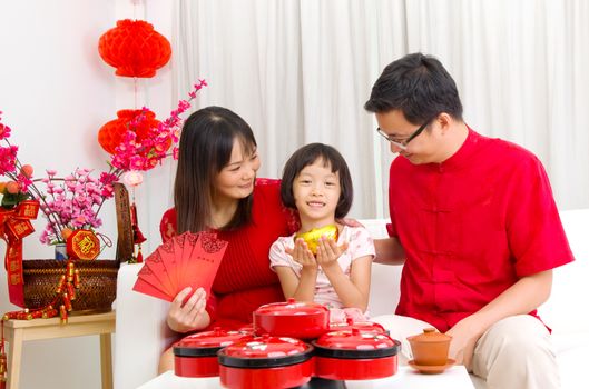 Asian family celebrating chinese new year