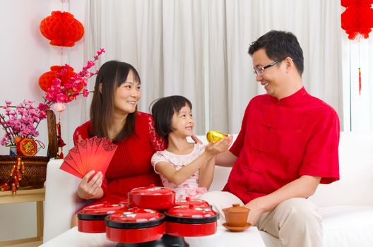 Asian family celebrating chinese new year