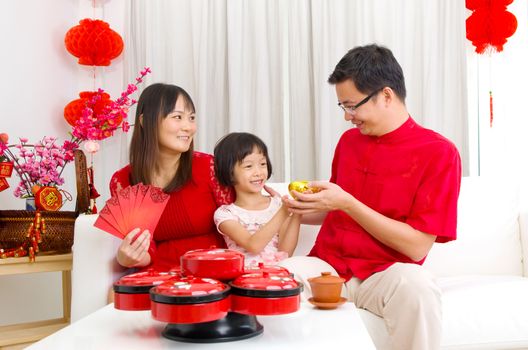 Asian family celebrating chinese new year