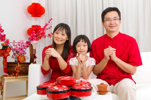 Asian family celebrating chinese new year