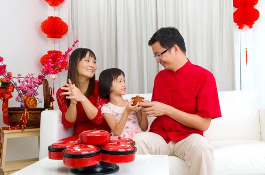 Asian family celebrating chinese new year