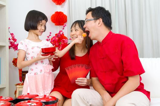 Asian family celebrate chinese new year