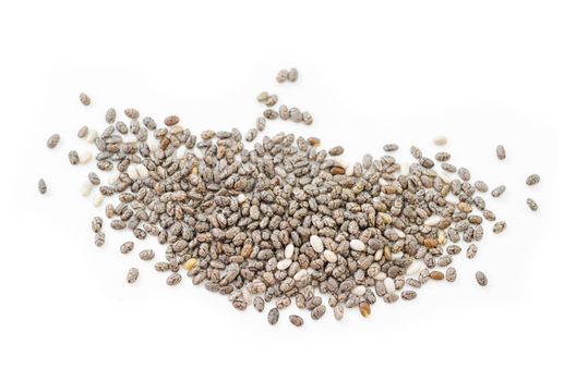 Chia seeds isolated on white background.