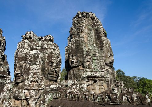 Faces of Bayon temple in Angkor Thom, Siemreap, Cambodia.