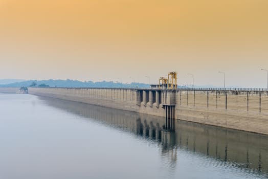 The bright morning at Khundanprakarnchol Dam, Nakornnayok, Thailand.