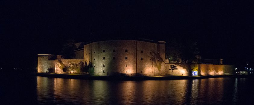 Night romantic view of sweden stronghold