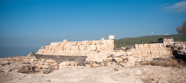 Israeli national park with anchient ruins and  archaeological excavation