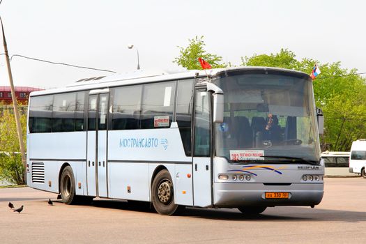 MOSCOW, RUSSIA - MAY 5, 2012: Cyan Neoplan N316UE Euroliner suburban coach at the bus station.