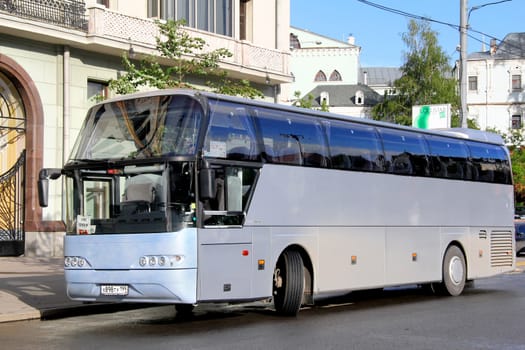 MOSCOW, RUSSIA - JUNE 3, 2012: Grey Neoplan N1116 Cityliner interurban coach at the city street.