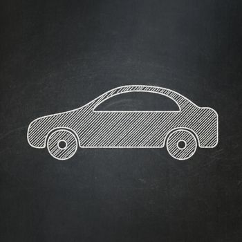 Travel concept: Car icon on Black chalkboard background