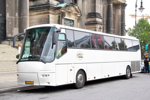 BERLIN, GERMANY - SEPTEMBER 12, 2013: White Bova Futura interurban coach at the city street.