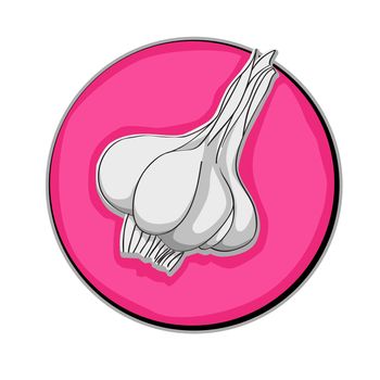 Garlic clip art, doodle illustration isolated on white