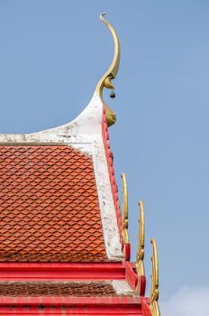 Roof style of thai temple with gable apex on the top