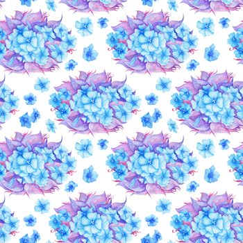 Hand-painted blue and purple boho illustration on white background