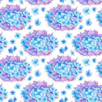 Hand-painted blue and purple boho illustration on white background