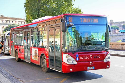 ROME, ITALY - AUGUST 1, 2014: Modern city bus Irisbus Citelis 12M at the city street.