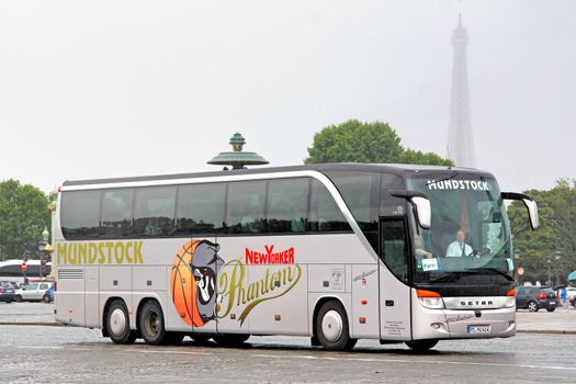 PARIS, FRANCE - AUGUST 8, 2014: Touristic coach Setra S416HDH at the city street.