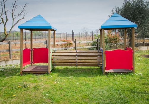 Facilities for children in an outdoor playground.