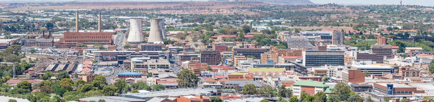 BLOEMFONTEIN, SOUTH AFRICA, JANUARY 6, 2016: A Panorama of part of the Central Business District in Bloemfontein, as seen from Naval Hill