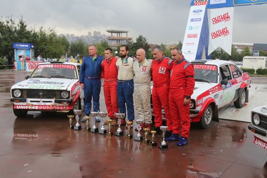KOCAELI, TURKEY - AUGUST 23, 2015: Winners in Podium Ceremony of Kocaeli Rally 2015